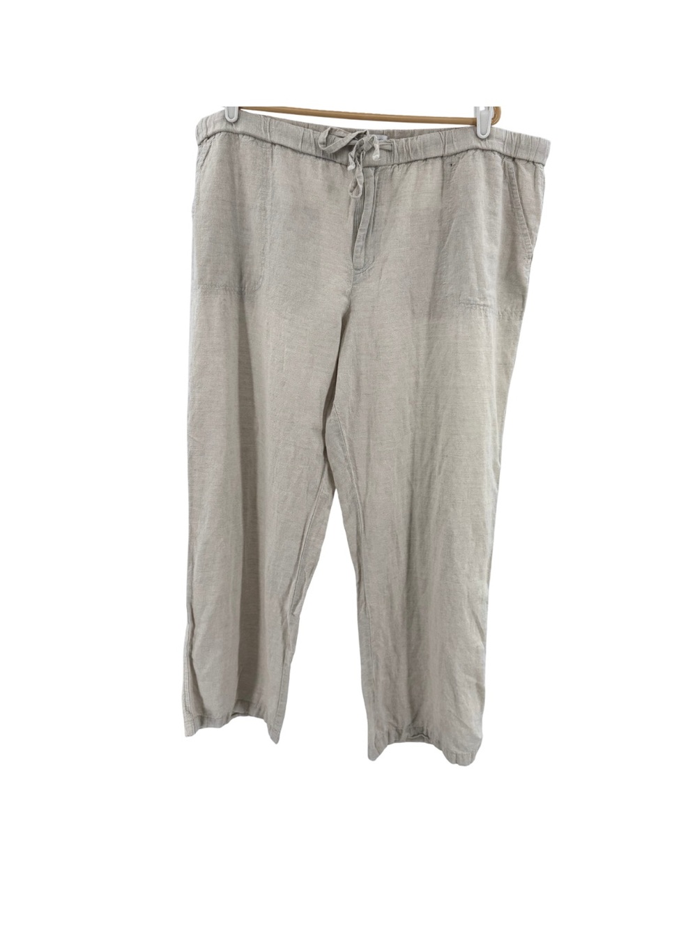 Liz Claiborne Light Khaki Cream Drawstring Linen-Blend Pants XXL casual neutral